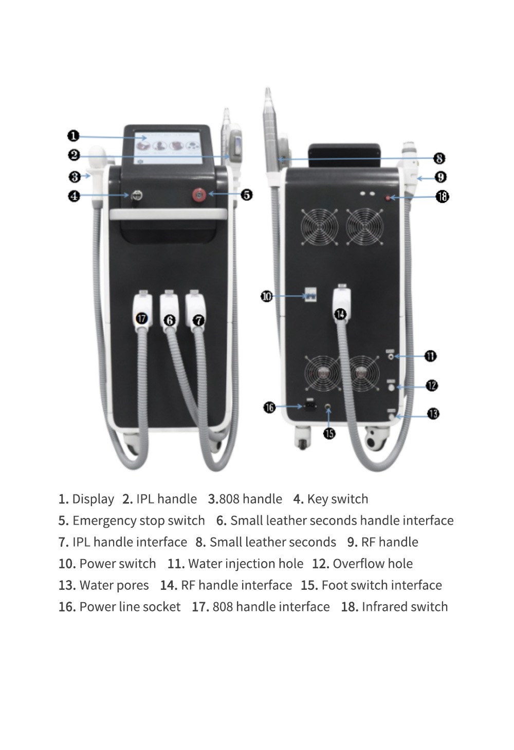 Diode Laser + ND YAG Laser + IPL + RF 4 in 1 Multifunctional Beauty Equipment
