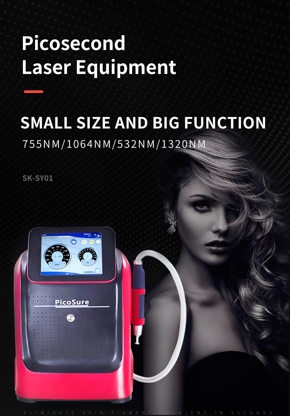 Portable 755nm/1064nm/532nm/1320nm Picosecond Laser Tattoo Removal Equipment