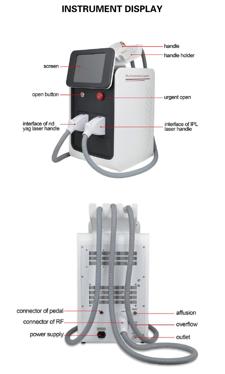 Portable IPL ND YAG Laser RF 3 IN 1 Multifunction Beauty Equipment